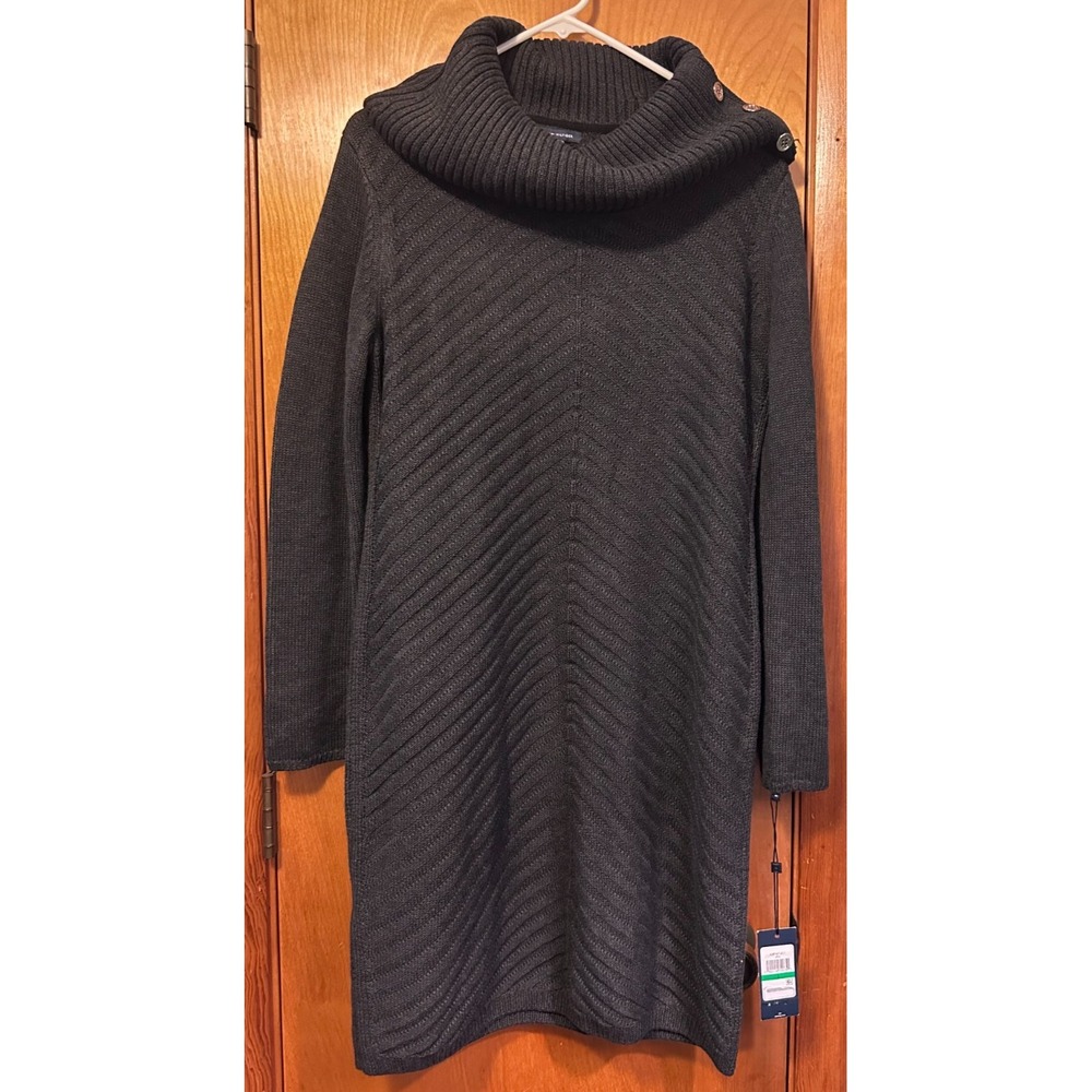 Tommy Hilfiger Womens Black Cowl Neck Sweater Dress Large